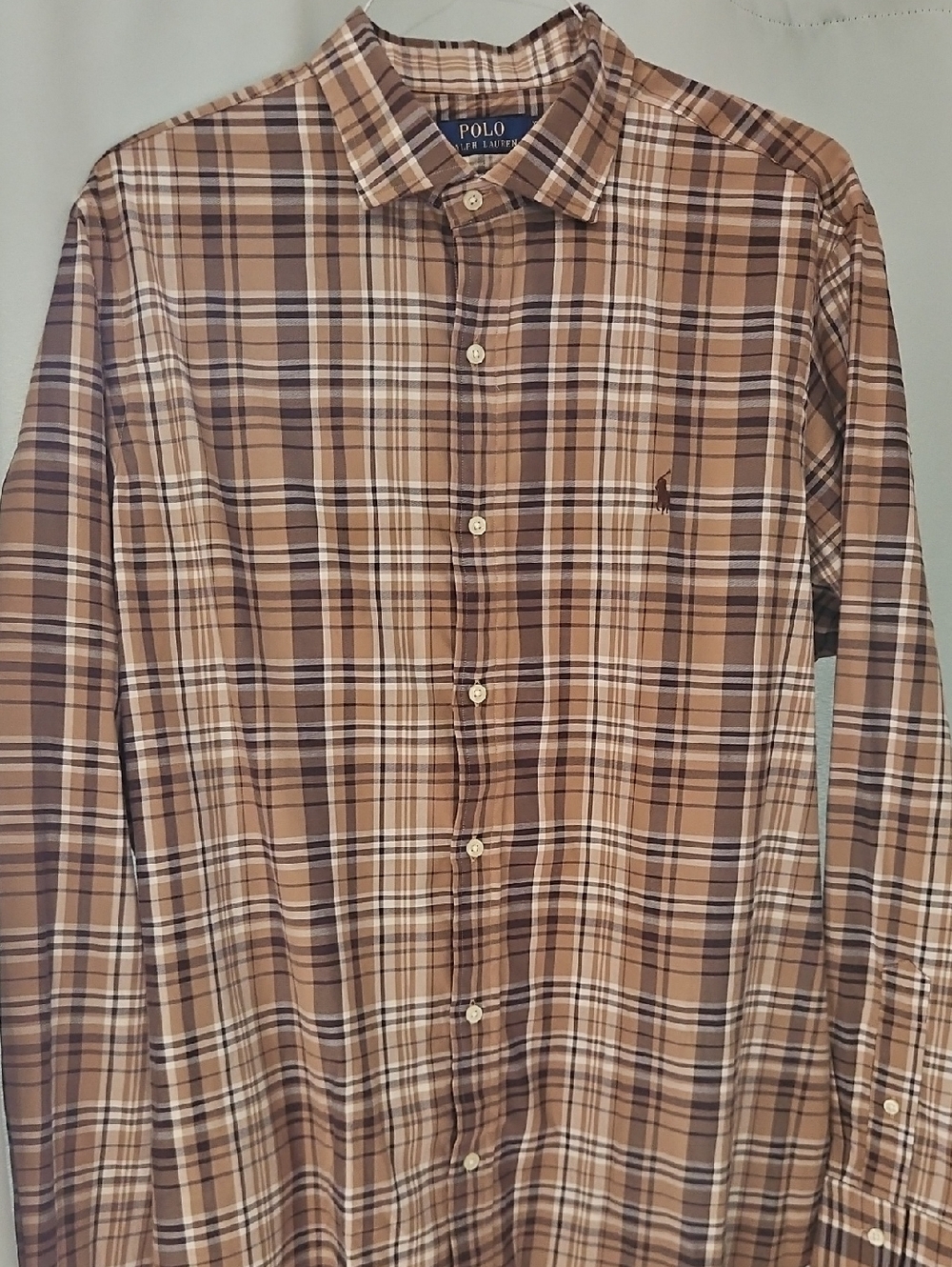 Polo by Ralph Lauren Brown and Tan Plaid Button-Down Shirt